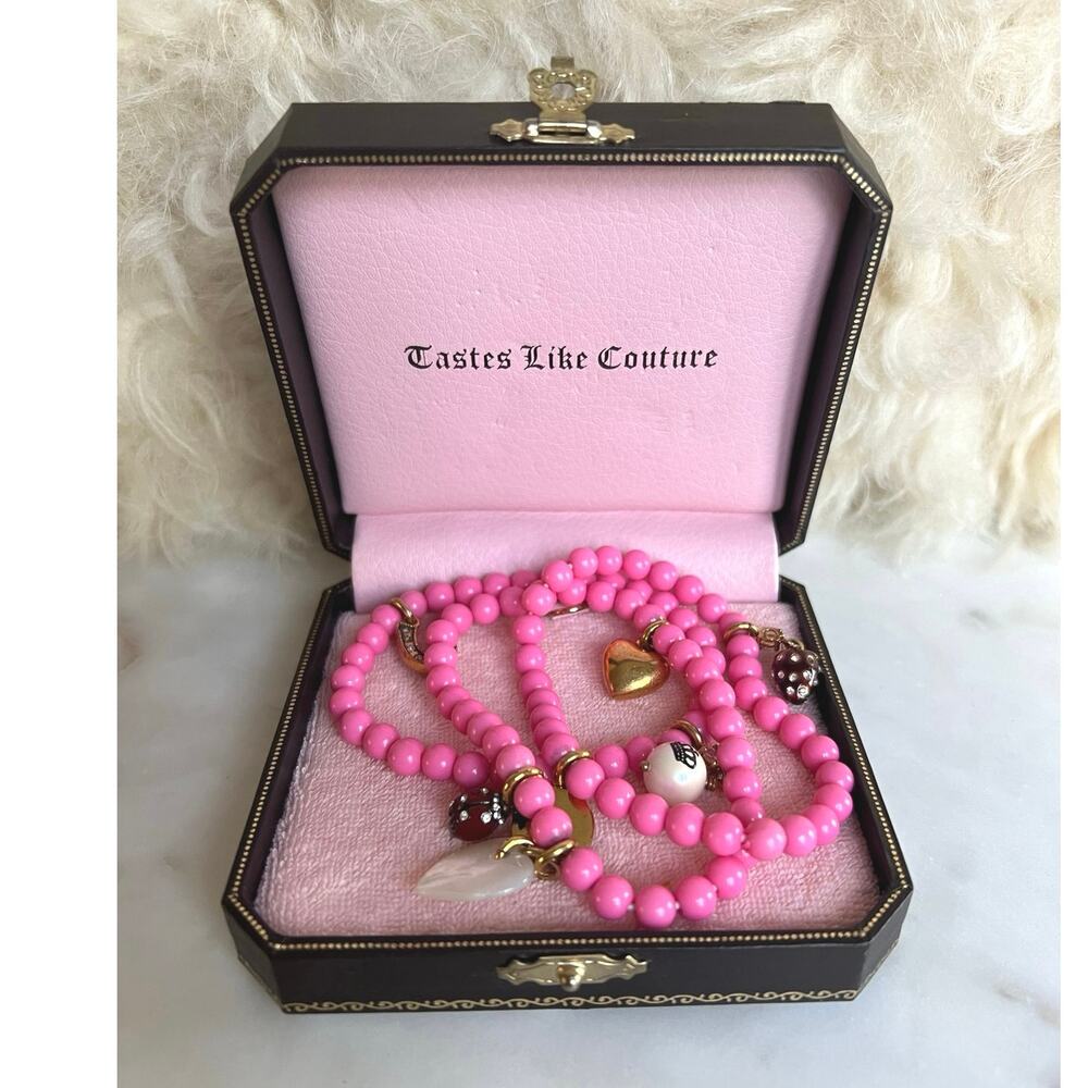 Set of 3x Juicy Couture Pink Beaded Charm Bracelets